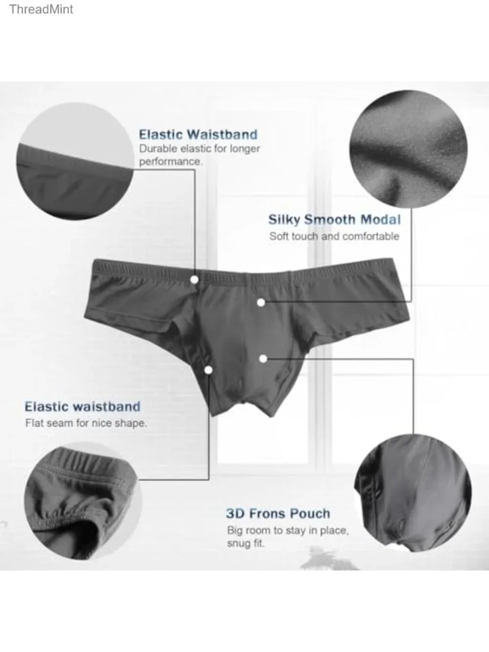 Men's Micro Modal Low Rise Bikini Briefs No Fly Pouch 4-Pack
